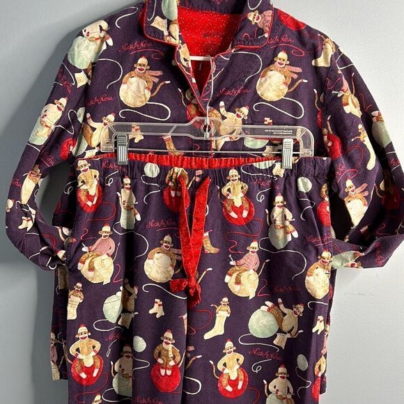 Nick & Nora Sock Money Flannel Pajama Set Medium - Picture 1 of 9